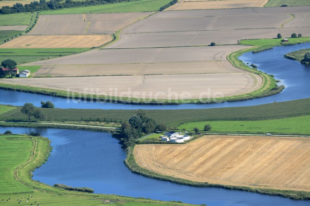 Luftaufnahme Seeth - Uferbereiche am Flußverlauf der Treene in Seeth im Bundesland Schleswig-Holstein