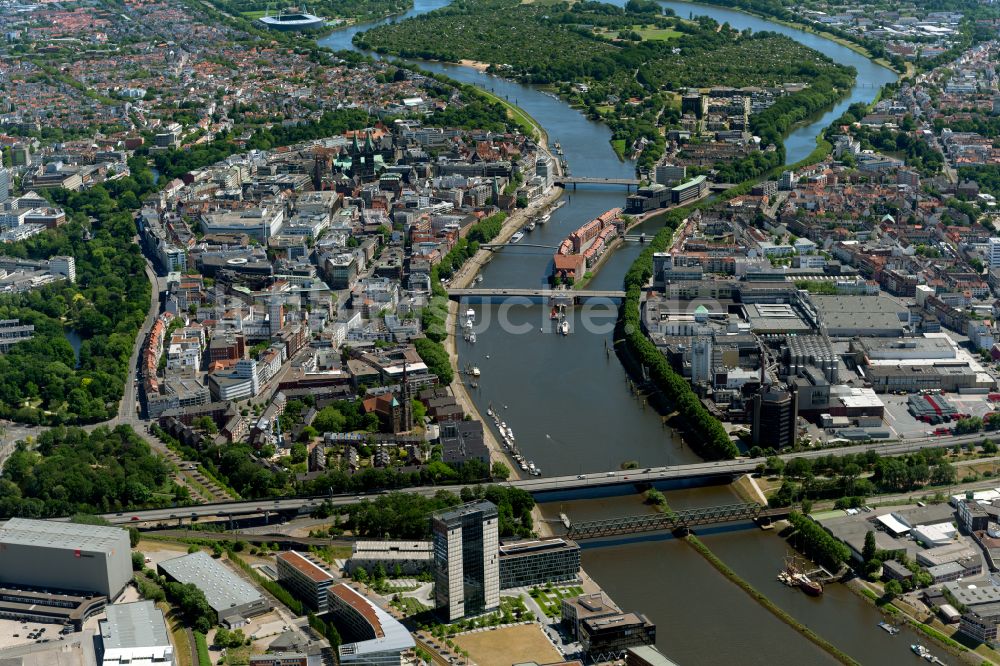 Luftbild Bremen - Uferbereiche am Flußverlauf der Weser in Bremen, Deutschland