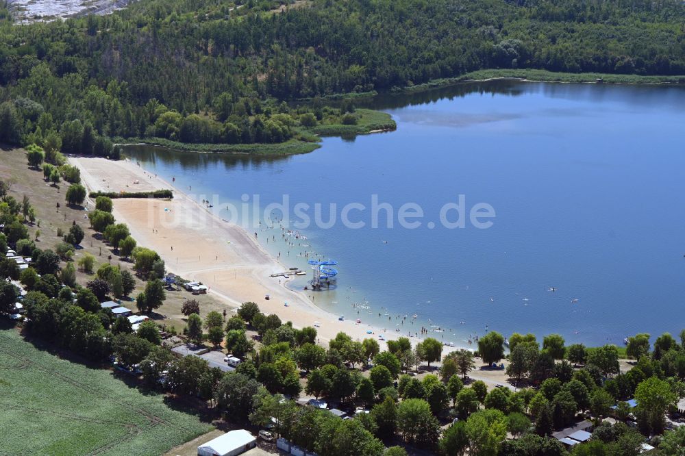 Luftbild Lunstädt - Uferbereiche am Freibad Hasse in Lunstädt im Bundesland Sachsen-Anhalt, Deutschland