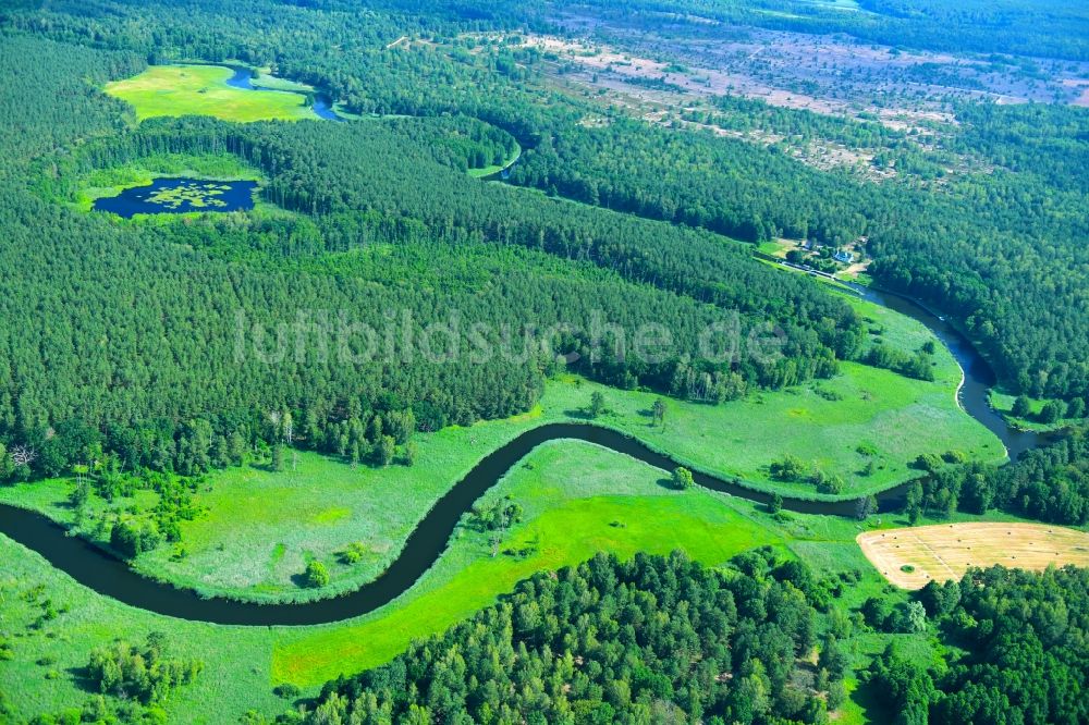 Vogelsang von oben - Uferbereiche am Havel- Flußverlauf in Vogelsang im Bundesland Brandenburg, Deutschland