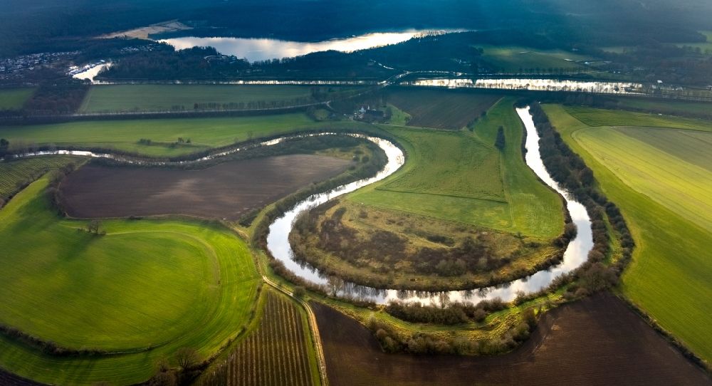 Luftbild Haltern am See - Uferbereiche am Lippe - Flußverlauf in Haltern am See im Bundesland Nordrhein-Westfalen, Deutschland