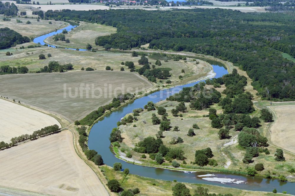 Luftbild Raguhn-Jeßnitz - Uferbereiche am Mulde - Flussverlauf in Raguhn-Jeßnitz im Bundesland Sachsen-Anhalt, Deutschland
