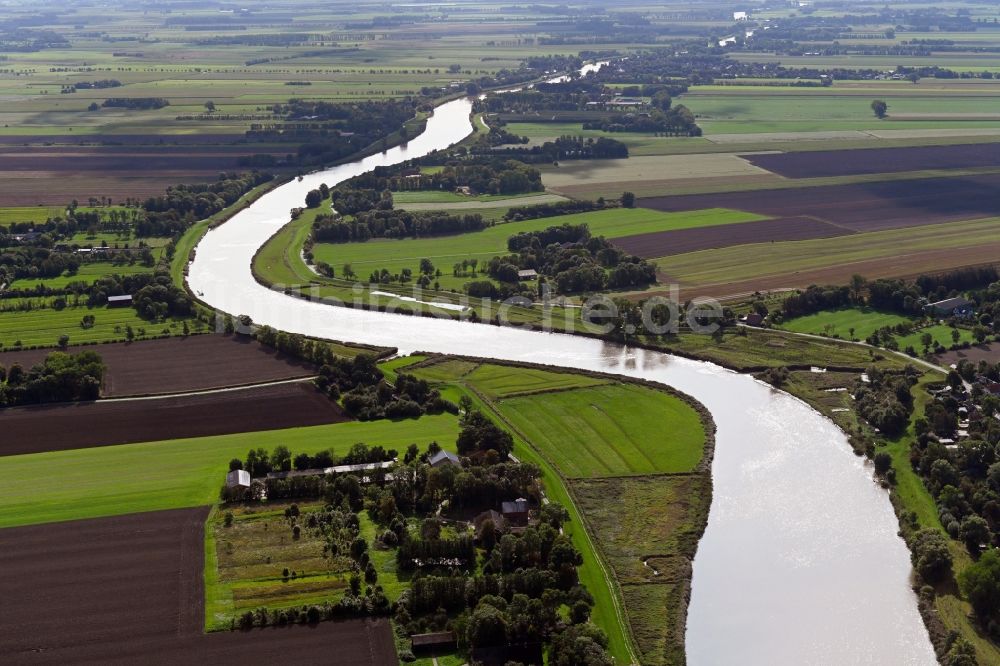 Luftbild Geversdorf - Uferbereiche am der Oste Flußverlauf in Geversdorf im Bundesland Niedersachsen, Deutschland