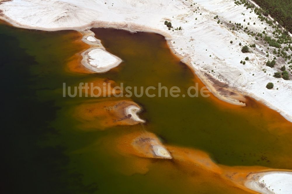 Luftbild Fürstlich Drehna - Uferbereiche des Renaturierungs- Sees in Fürstlich Drehna im Bundesland Brandenburg, Deutschland