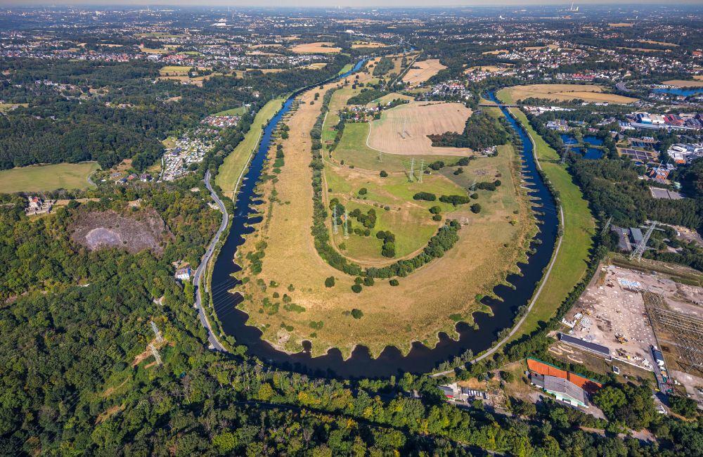 Luftbild Hattingen - Uferbereiche am Ruhr - Flussverlauf in Hattingen im Bundesland Nordrhein-Westfalen, Deutschland