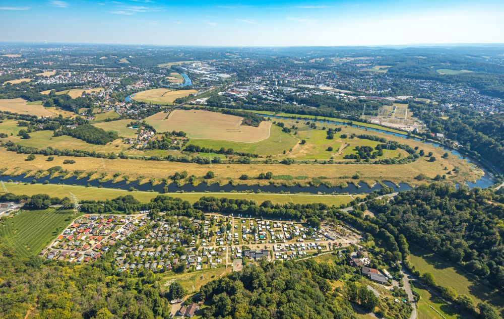 Luftbild Hattingen - Uferbereiche am Ruhr- Flußverlauf in Hattingen im Bundesland Nordrhein-Westfalen, Deutschland