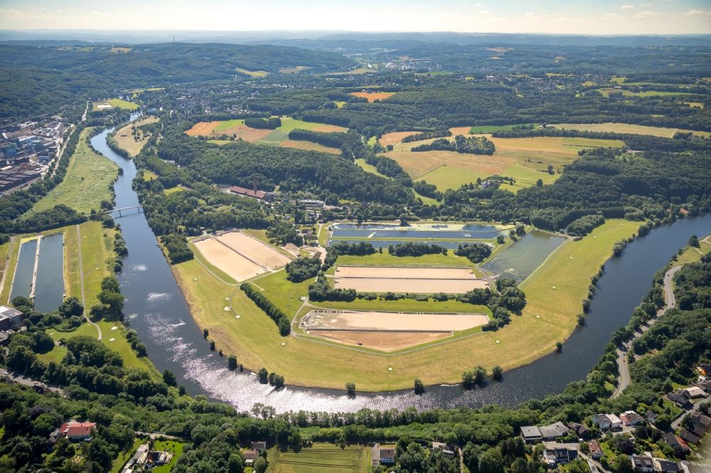 Luftbild Witten - Uferbereiche am Ruhr Flußverlauf im Ortsteil Heven in Witten im Bundesland Nordrhein-Westfalen, Deutschland