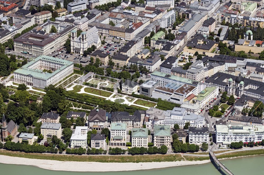 Luftbild Salzburg - Uferbereiche am Salzachstrand am Flußverlauf der Salzach in Salzburg in Österreich