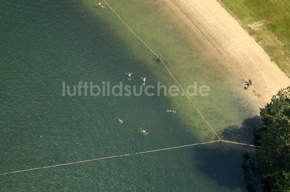 Luftbild Jena - Uferbereiche am Sandstrand des Freibades Schleichersee im Ortsteil Ammerbach in Jena im Bundesland Thüringen, Deutschland