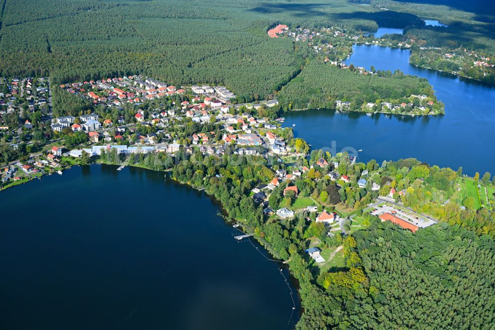 Luftbild Grünheide (Mark) - Uferbereiche der Seen Werlsee und Peetzsee in Grünheide (Mark) im Bundesland Brandenburg, Deutschland