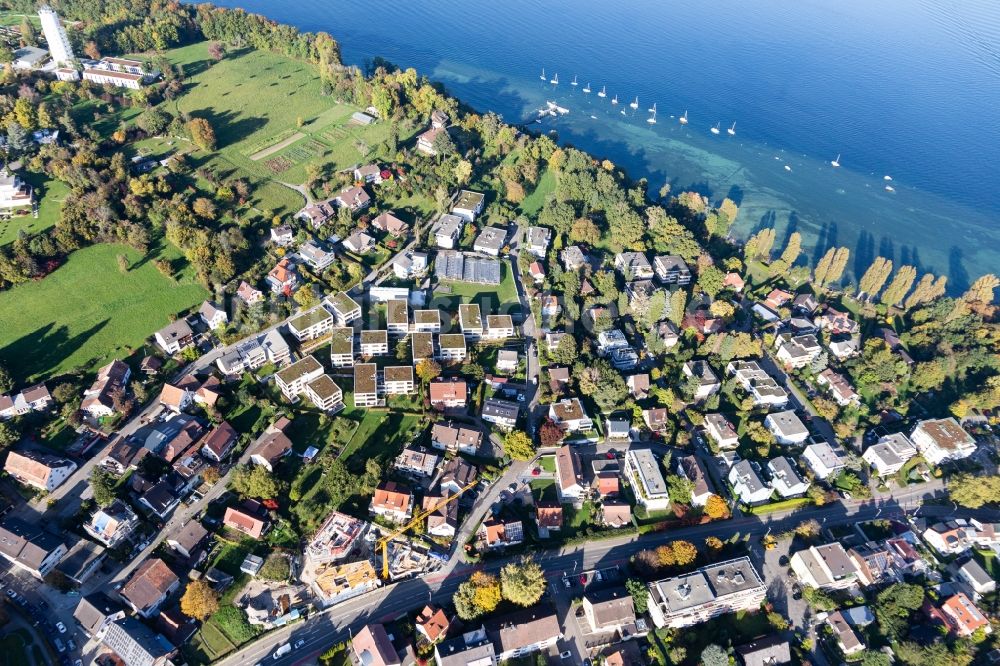 Konstanz von oben - Uferbereiche des Sees Bodensee im Ortsteil Allmannsdorf in Konstanz im Bundesland Baden-Württemberg, Deutschland