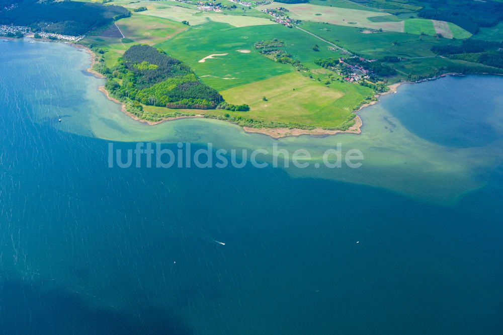 Jabel von oben - Uferbereiche des Sees Fleesensee in Jabel im Bundesland Mecklenburg-Vorpommern, Deutschland