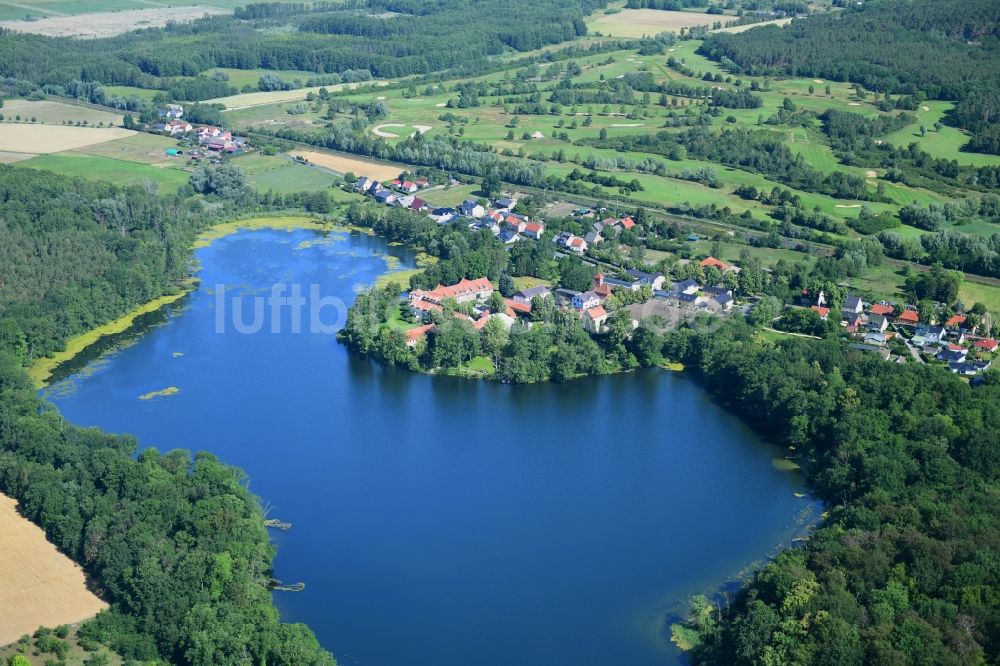 Kemnitz von oben - Uferbereiche des Sees Großer Plessower See in Kemnitz im Bundesland Brandenburg, Deutschland