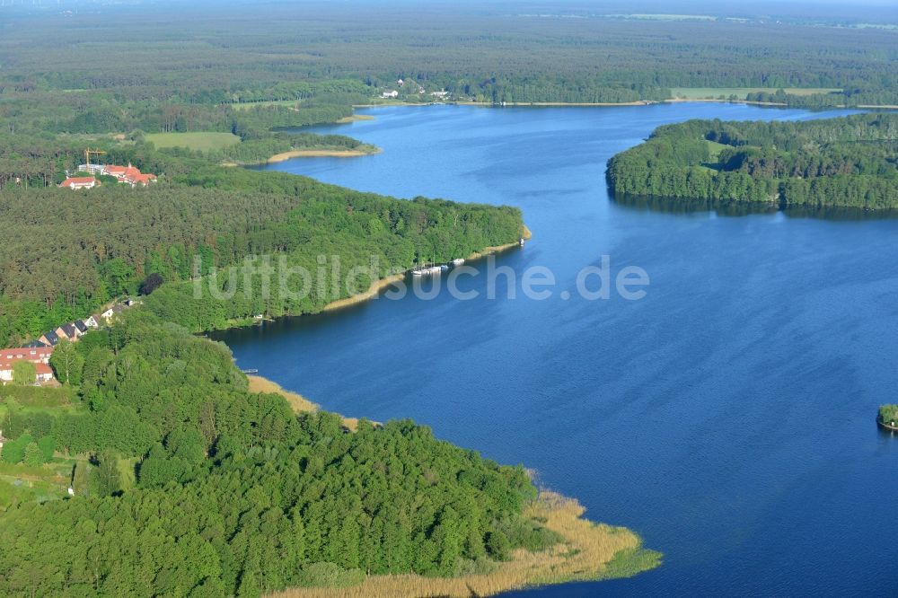 Lindow (Mark) aus der Vogelperspektive: Uferbereiche des Sees Gudelacksee in Lindow (Mark) im Bundesland Brandenburg