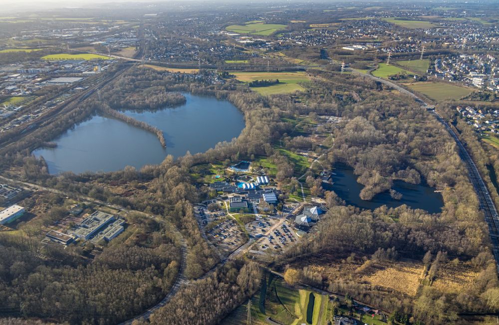 Luftaufnahme Dortmund - Uferbereiche des Sees Hallerey Reserve in Dortmund im Bundesland Nordrhein-Westfalen, Deutschland
