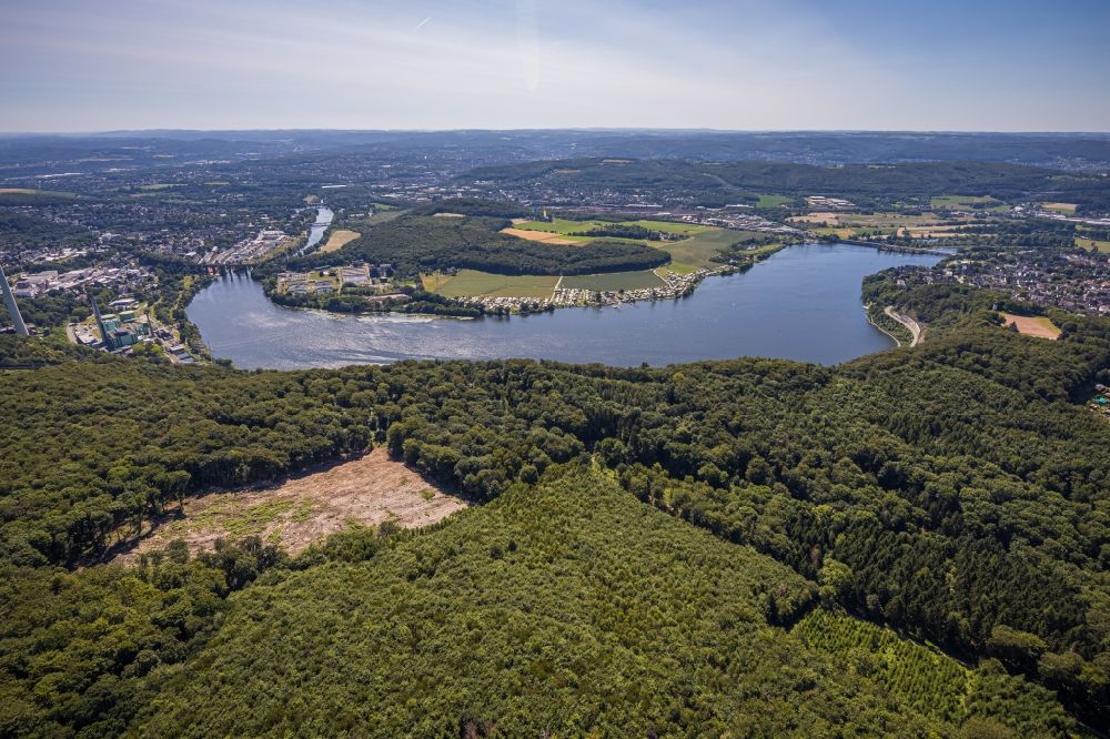 Hagen von oben - Uferbereiche des Sees Harkortsee in Hagen im Bundesland Nordrhein-Westfalen, Deutschland