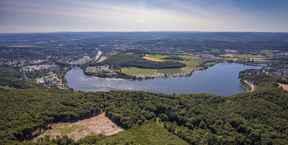 Hagen aus der Vogelperspektive: Uferbereiche des Sees Harkortsee in Hagen im Bundesland Nordrhein-Westfalen, Deutschland