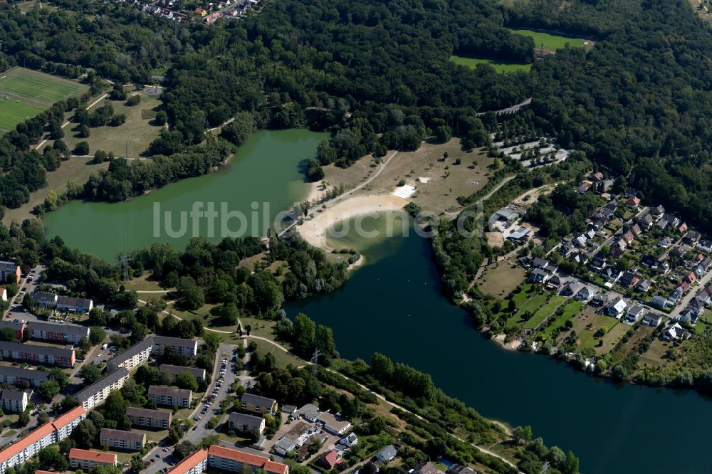 Braunschweig von oben - Uferbereiche des Sees Heidbergsee in Braunschweig im Bundesland Niedersachsen, Deutschland