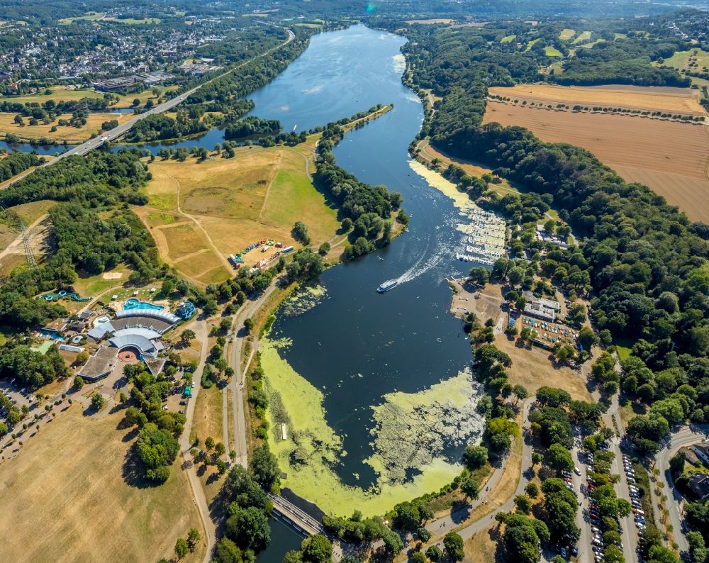 Luftaufnahme Witten - Uferbereiche des Sees Kemnader See und des Oelbach in Witten im Bundesland Nordrhein-Westfalen, Deutschland