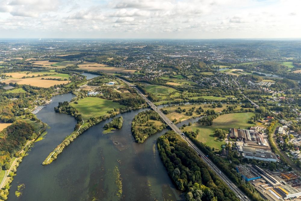Luftbild Witten - Uferbereiche des Sees Kemnader See in Witten im Bundesland Nordrhein-Westfalen, Deutschland
