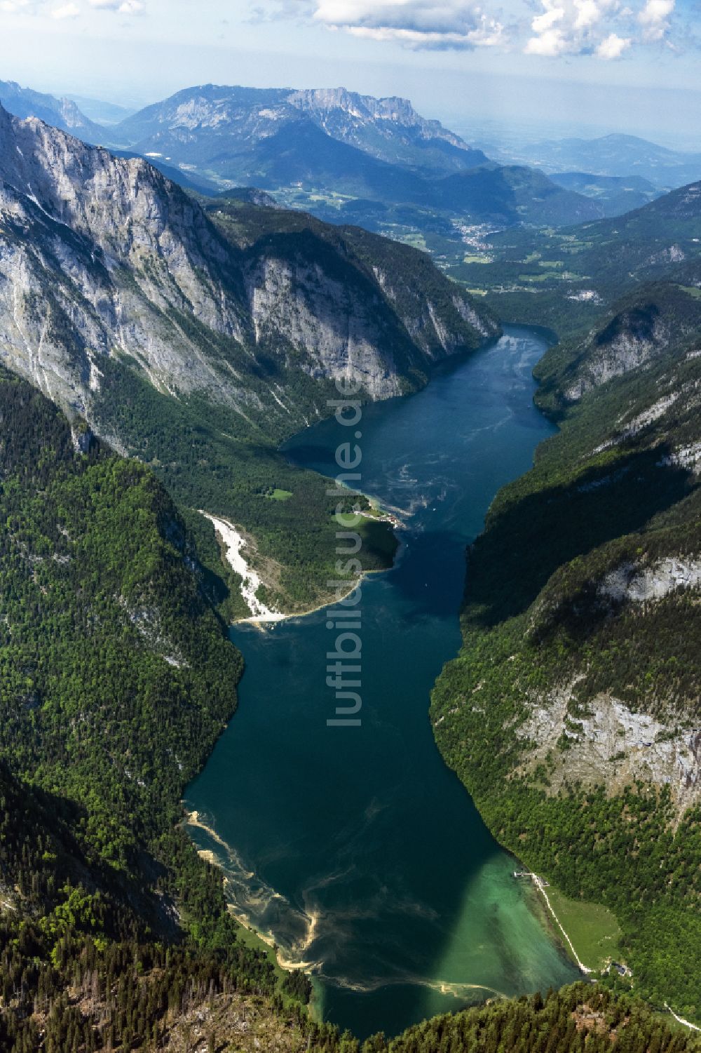 Luftbild Schönau am Königssee - Uferbereiche des Sees Königssee im Nationalpark Berchtesgaden in einem Waldgebiet in Schönau am Königssee im Bundesland Bayern, Deutschland