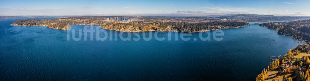 Luftaufnahme Bellevue - Uferbereiche des Sees Lake Washington in Bellevue in Washington, USA