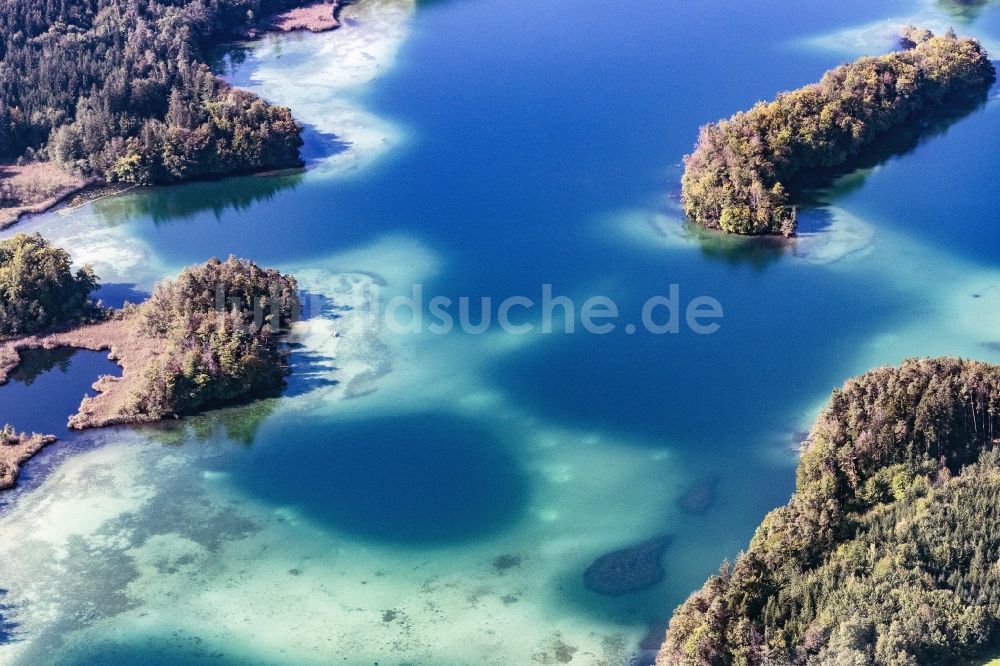Luftbild Stock - Uferbereiche des Sees Langenbürgner See in Stock im Bundesland Bayern, Deutschland