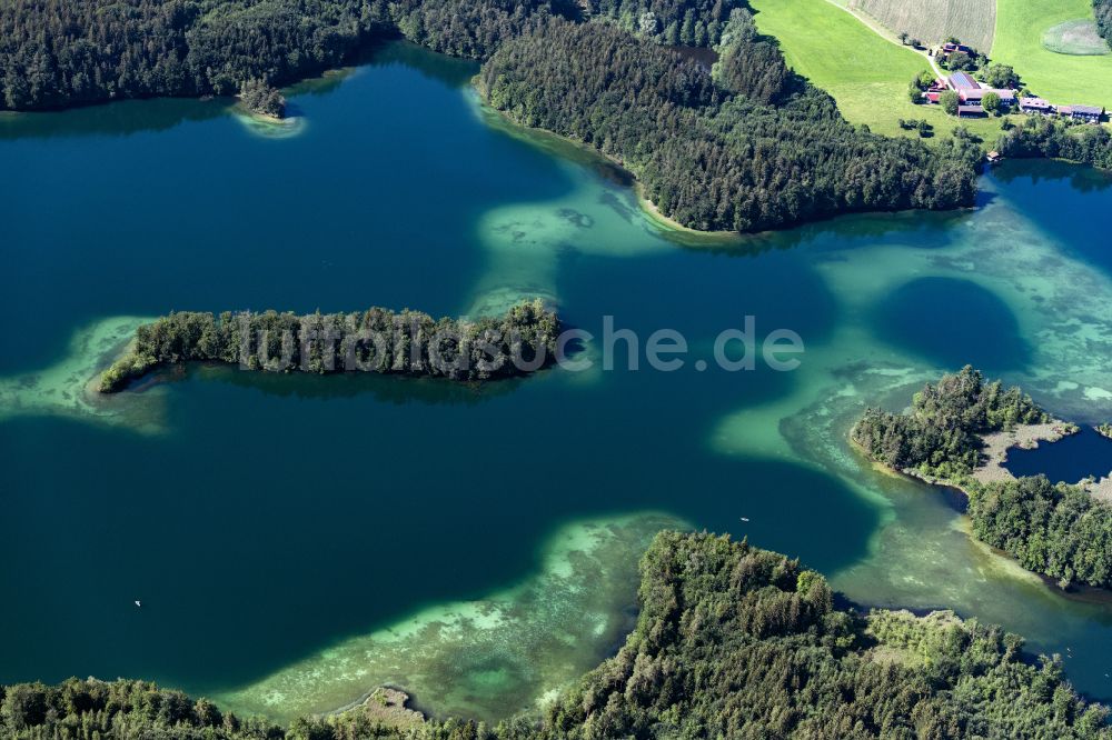 Luftaufnahme Stock - Uferbereiche des Sees Langenbürgner See in Stock im Bundesland Bayern, Deutschland