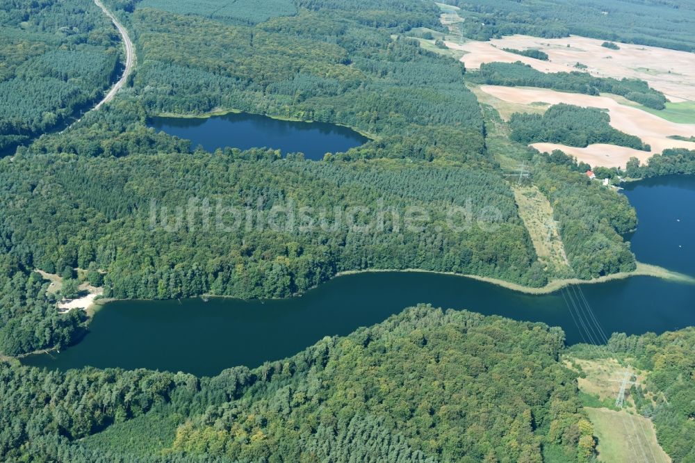 Luftbild Blumenholz - Uferbereiche des Sees Langer See in Blumenholz im Bundesland Mecklenburg-Vorpommern