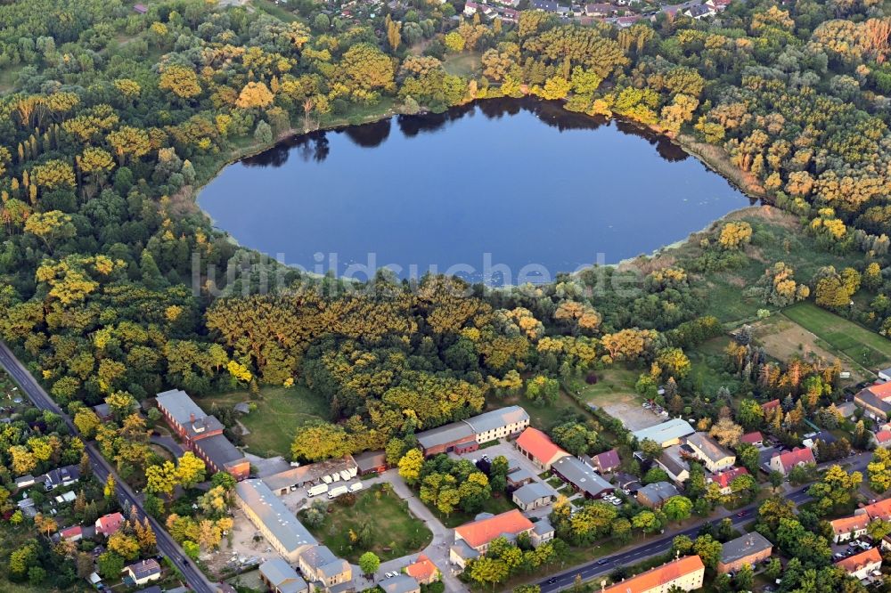 Berlin aus der Vogelperspektive: Uferbereiche des Sees Malchower See in Berlin, Deutschland