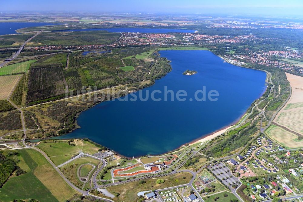 Markkleeberg von oben - Uferbereiche des Sees Markkleeberger See in Markkleeberg im Bundesland Sachsen, Deutschland