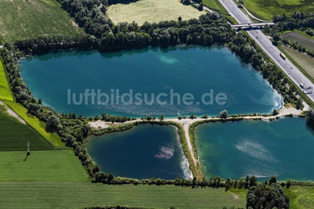 Luftbild Marzling - Uferbereiche des Sees Marzlinger Weiher in Marzling im Bundesland Bayern, Deutschland