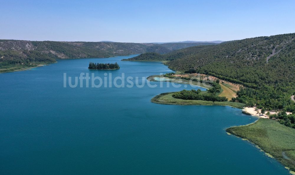 Luftbild Skradin - Uferbereiche des Sees am Nationalpark Krka in Skradin in Sibensko-kninska zupanija, Kroatien
