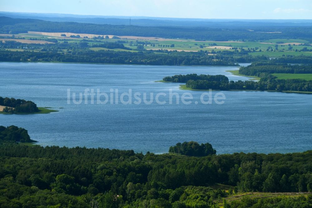 Parsteinsee von oben - Uferbereiche des Sees Parsteiner See in Parsteinsee im Bundesland Brandenburg, Deutschland