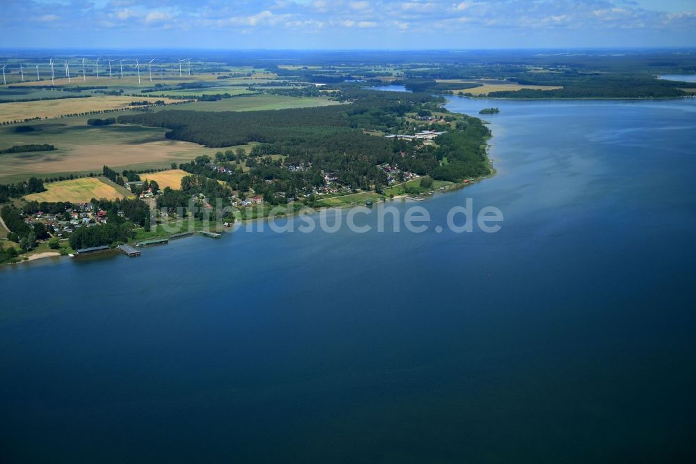Plau am See aus der Vogelperspektive: Uferbereiche des Sees in Plau am See im Bundesland Mecklenburg-Vorpommern, Deutschland
