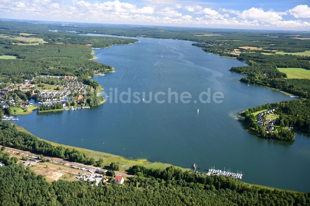 Wendisch Rietz von oben - Uferbereiche des Sees Scharmützelsee in Wendisch Rietz im Bundesland Brandenburg