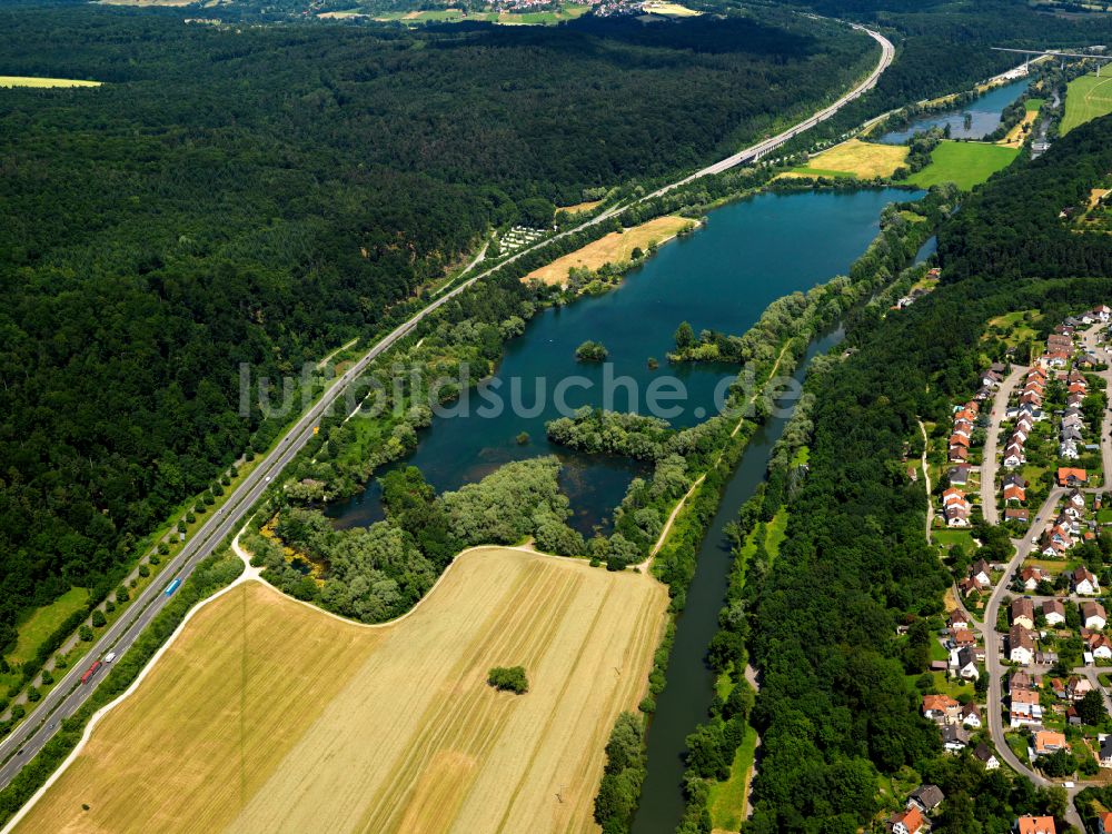 Sickenhausen aus der Vogelperspektive: Uferbereiche des Sees in Sickenhausen im Bundesland Baden-Württemberg, Deutschland