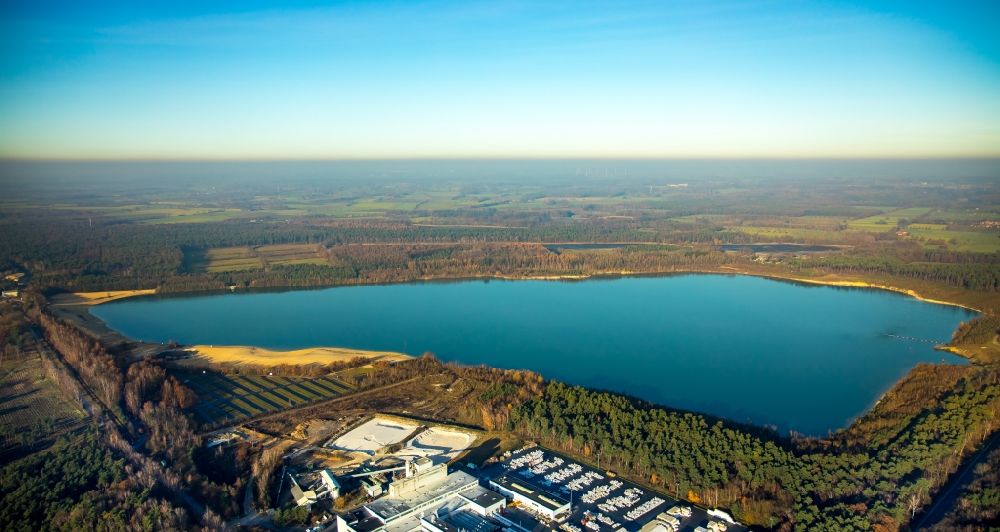 Luftaufnahme Lehmbraken - Uferbereiche des Sees Silbersee II in Lehmbraken im Bundesland Nordrhein-Westfalen, Deutschland