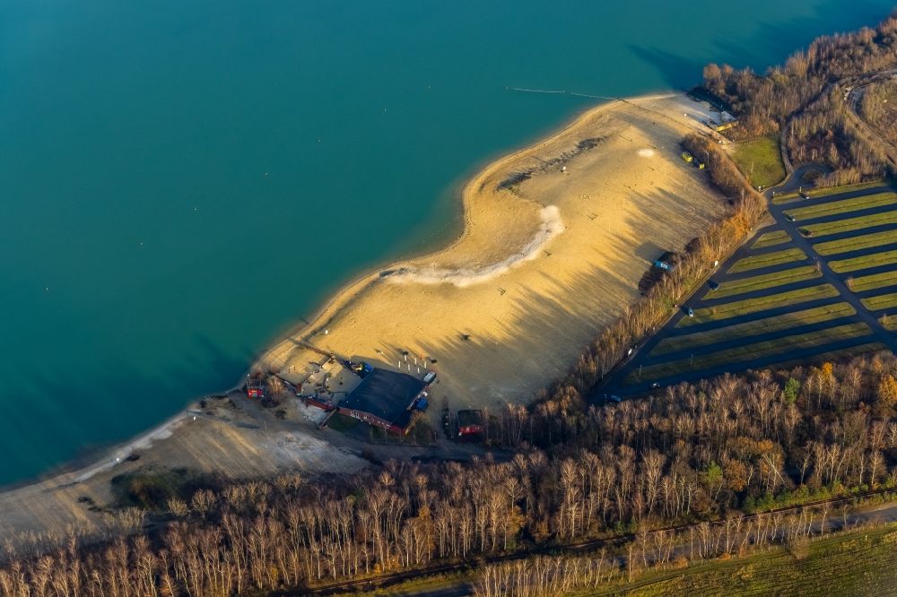 Lehmbraken von oben - Uferbereiche des Sees Silbersee II in Lehmbraken im Bundesland Nordrhein-Westfalen, Deutschland
