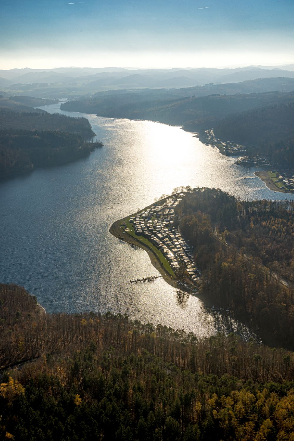 Luftbild Langscheid - Uferbereiche des Sees Sorpesee in Langscheid im Bundesland Nordrhein-Westfalen, Deutschland