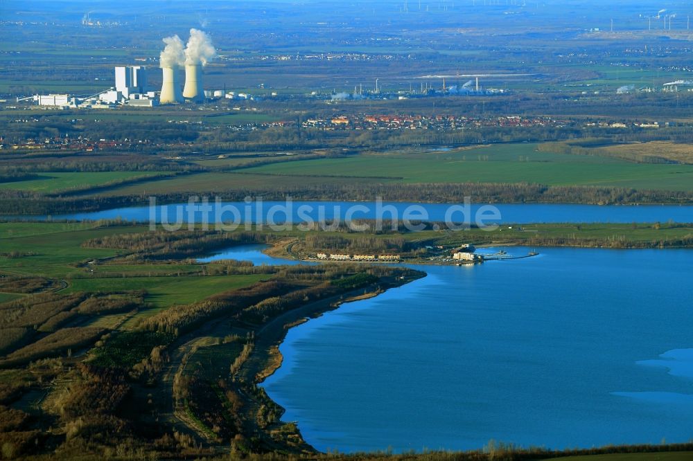 Luftaufnahme Großpösna - Uferbereiche des Sees Störmthaler See in Großpösna im Bundesland Sachsen, Deutschland