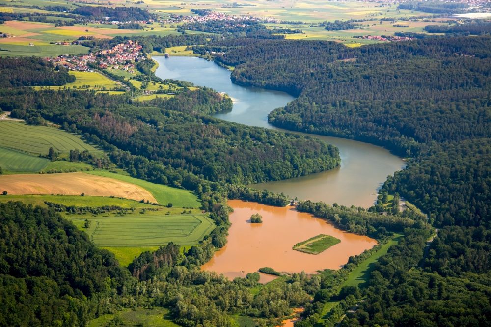 Luftbild Mengeringhausen - Uferbereiche des Sees Twistestausee in Mengeringhausen im Bundesland Hessen, Deutschland