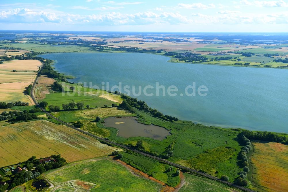 Luftaufnahme Prenzlau - Uferbereiche des Sees Unteruckersee in Prenzlau im Bundesland Brandenburg, Deutschland