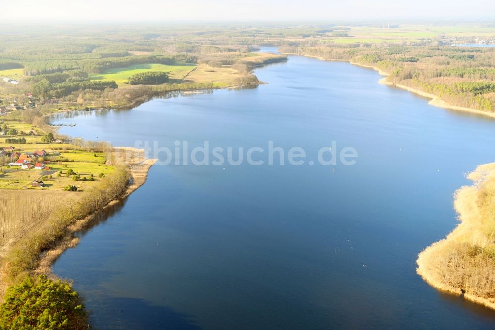 Diemitz von oben - Uferbereiche des Sees Vilzsee in Diemitz im Bundesland Mecklenburg-Vorpommern, Deutschland