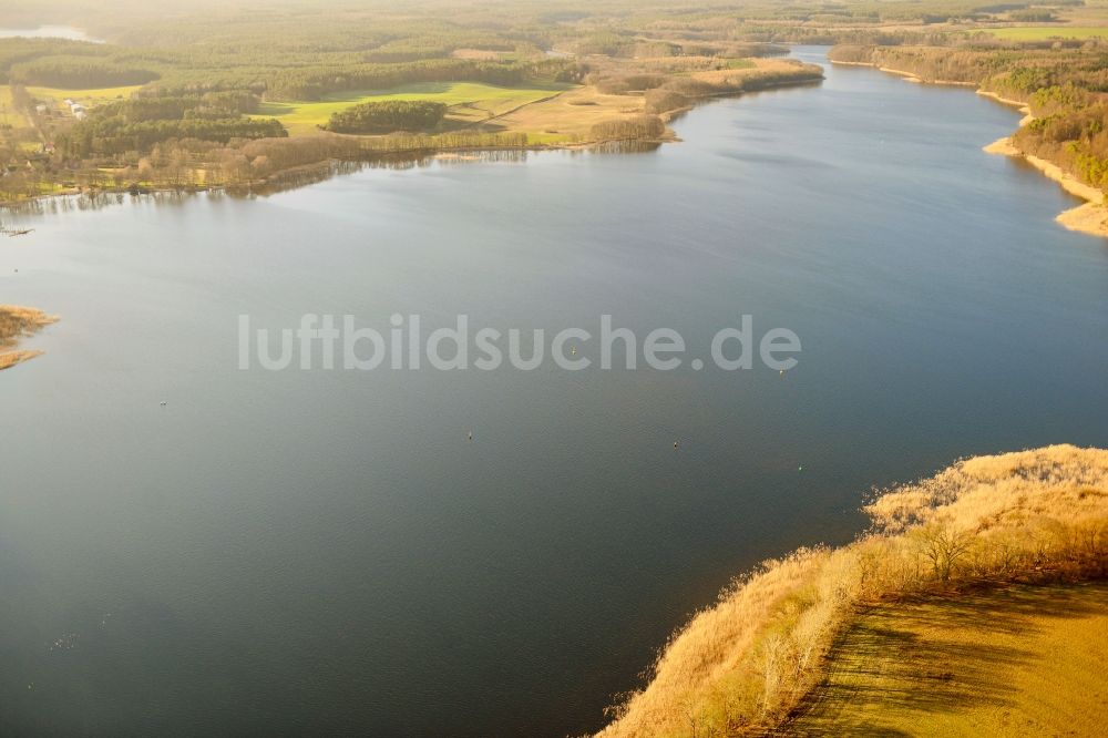 Diemitz aus der Vogelperspektive: Uferbereiche des Sees Vilzsee in Diemitz im Bundesland Mecklenburg-Vorpommern, Deutschland