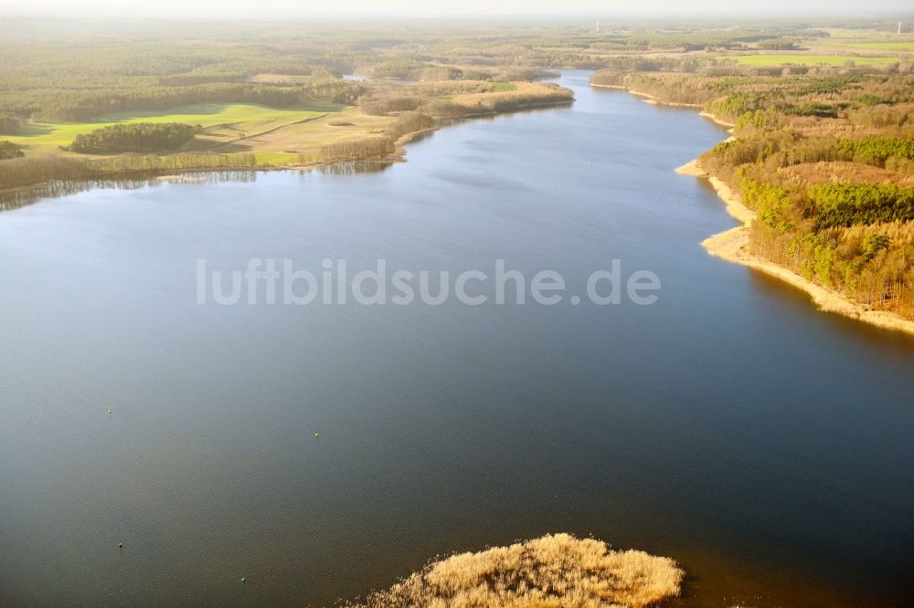 Luftaufnahme Diemitz - Uferbereiche des Sees Vilzsee in Diemitz im Bundesland Mecklenburg-Vorpommern, Deutschland