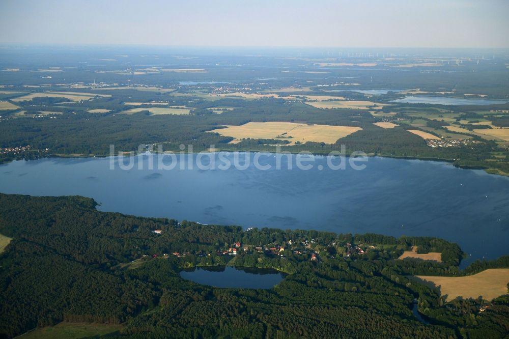 Heidesee von oben - Uferbereiche des Sees Wolziger See in Heidesee im Bundesland Brandenburg, Deutschland