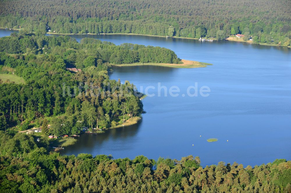 Luftbild Krangen - Uferbereiche des Sees Zermützelsee in einem Waldgebiet in Krangen im Bundesland Brandenburg, Deutschland