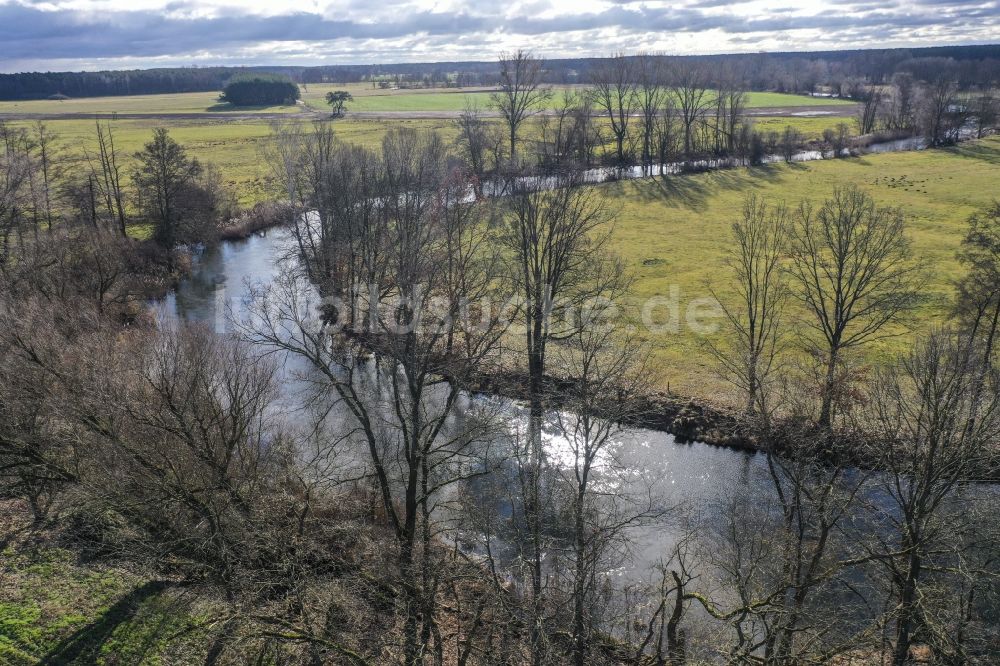 Luftbild Spreeau - Uferbereiche am Spree Flußverlauf in Spreeau im Bundesland Brandenburg, Deutschland