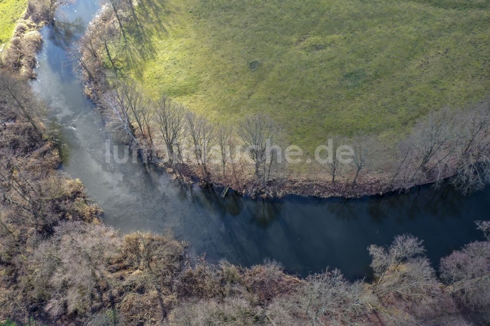 Luftaufnahme Spreeau - Uferbereiche am Spree Flußverlauf in Spreeau im Bundesland Brandenburg, Deutschland